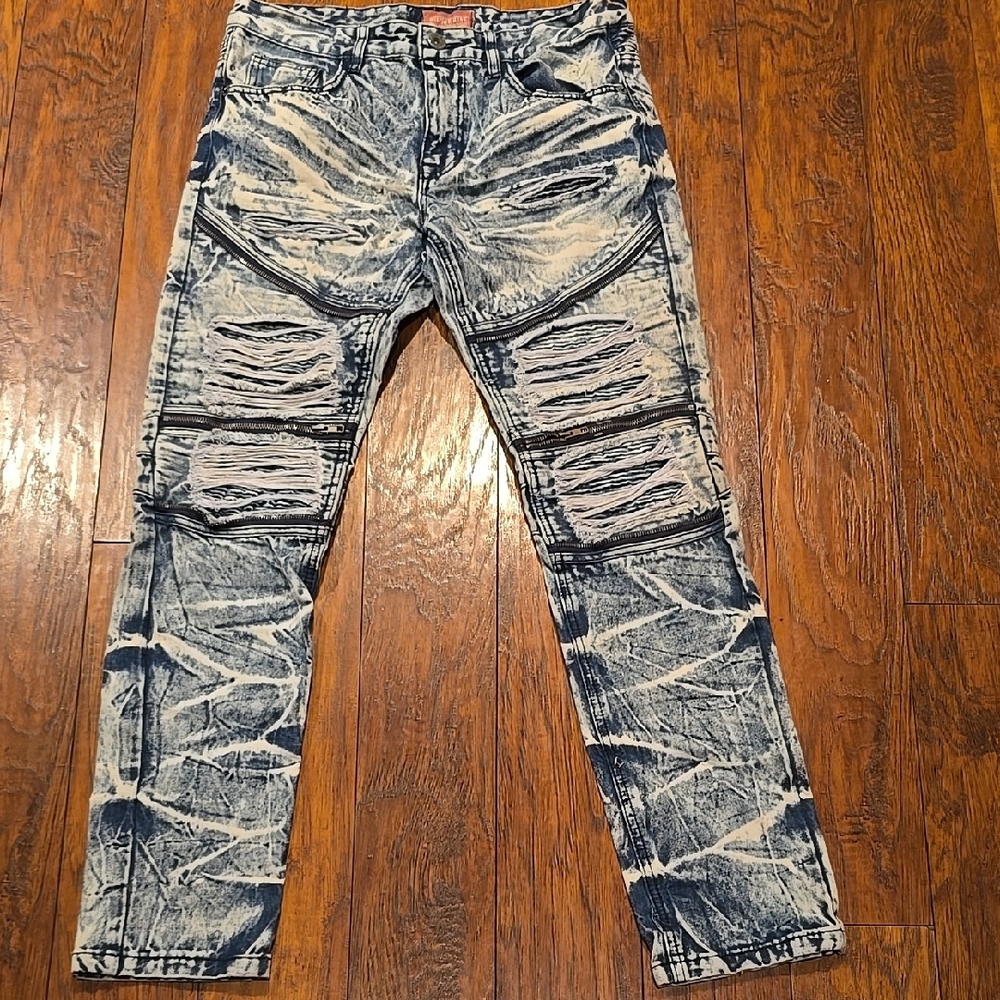 Men's Distressed Blue Jeans